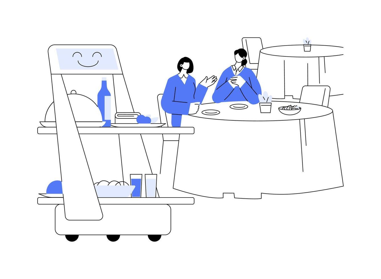 Robotic waiter abstract concept illustration. vector