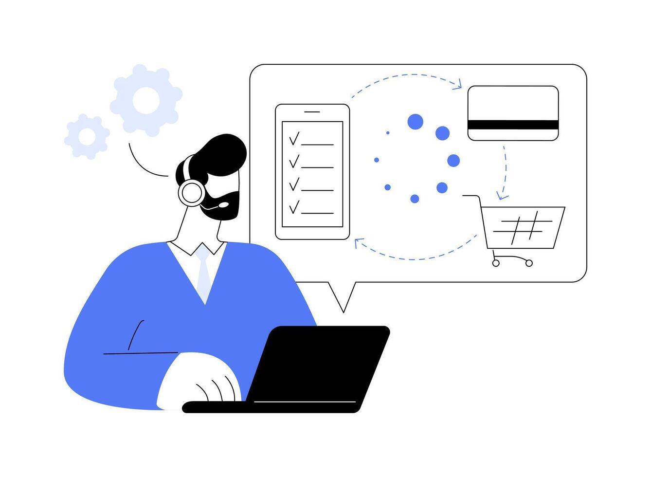 Transactions processing abstract concept illustration. vector