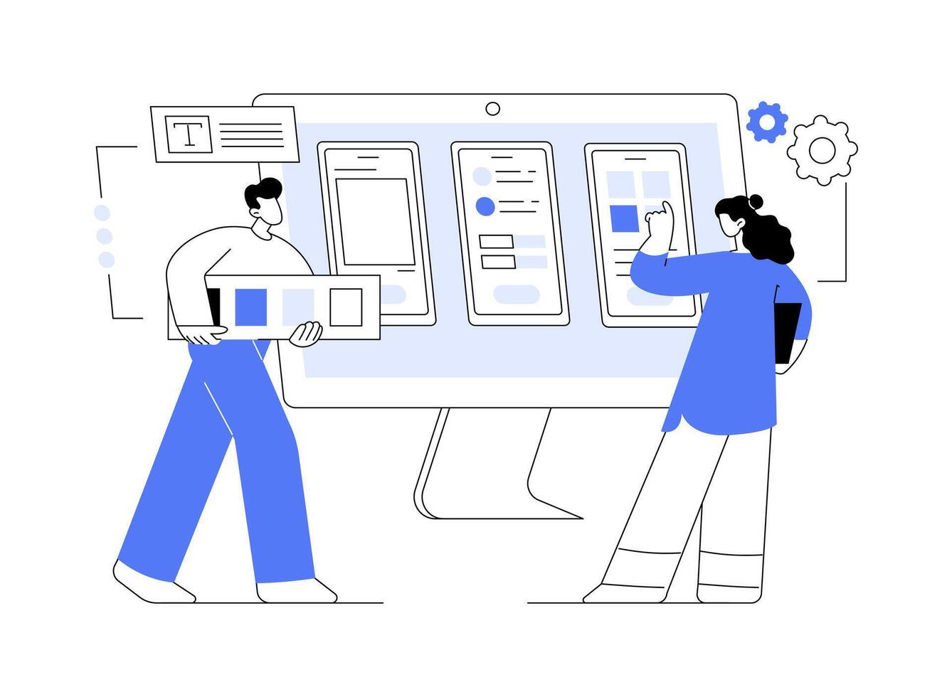 UI UX design software abstract concept illustration. vector