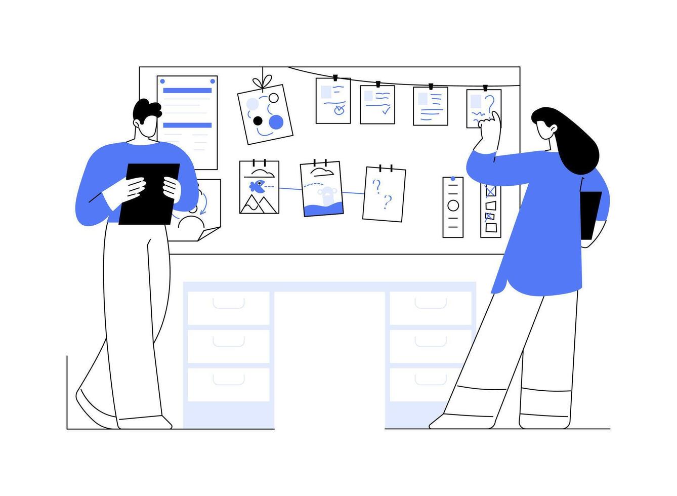 Game storyboarding abstract concept illustration. vector
