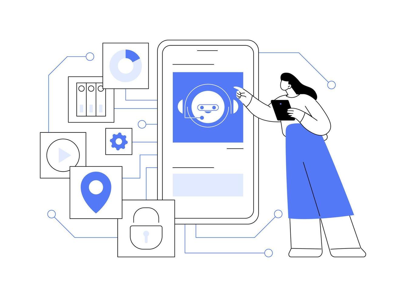 Intelligent bots abstract concept illustration. vector