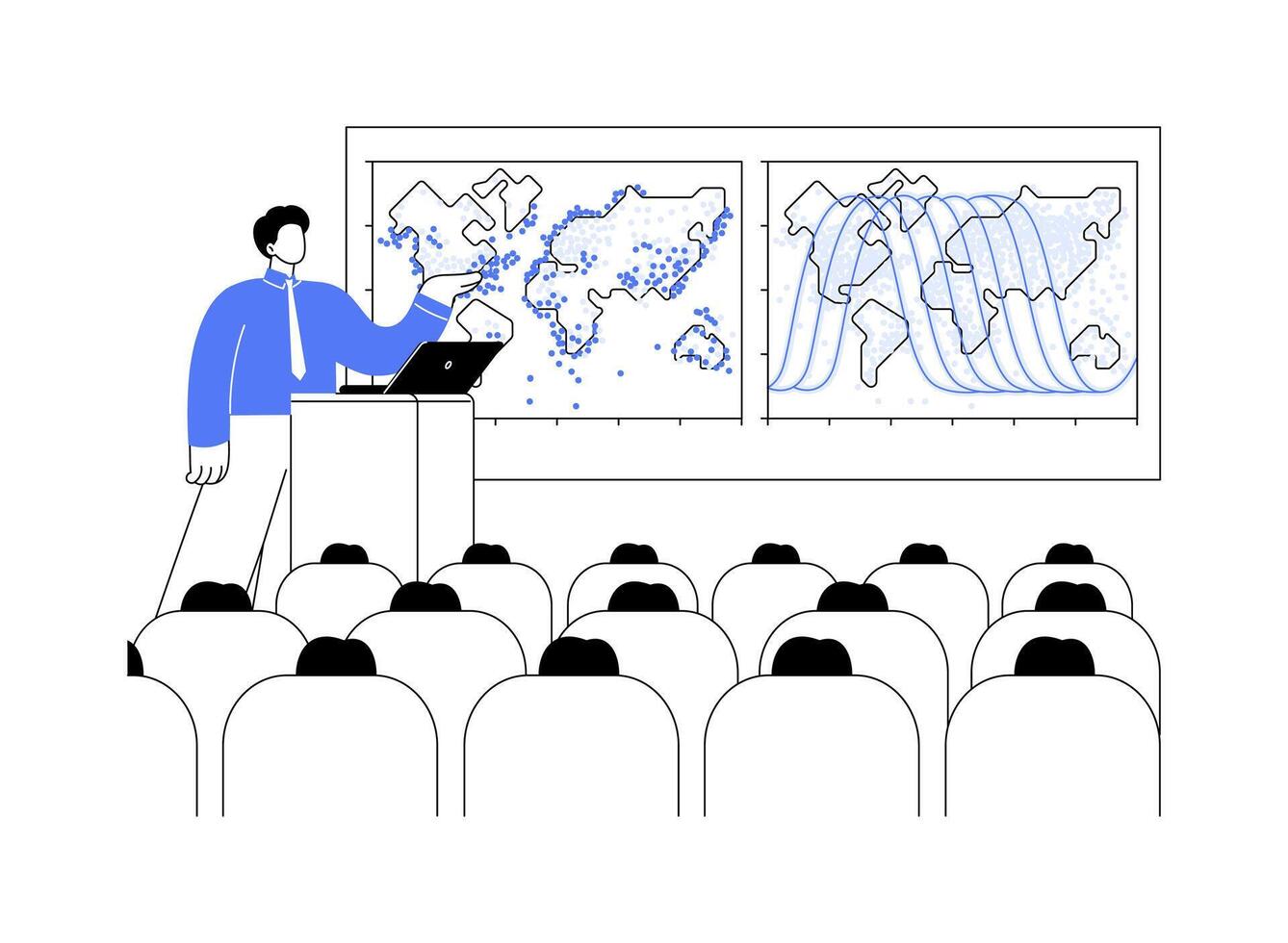 Big data in climate change abstract concept illustration. vector