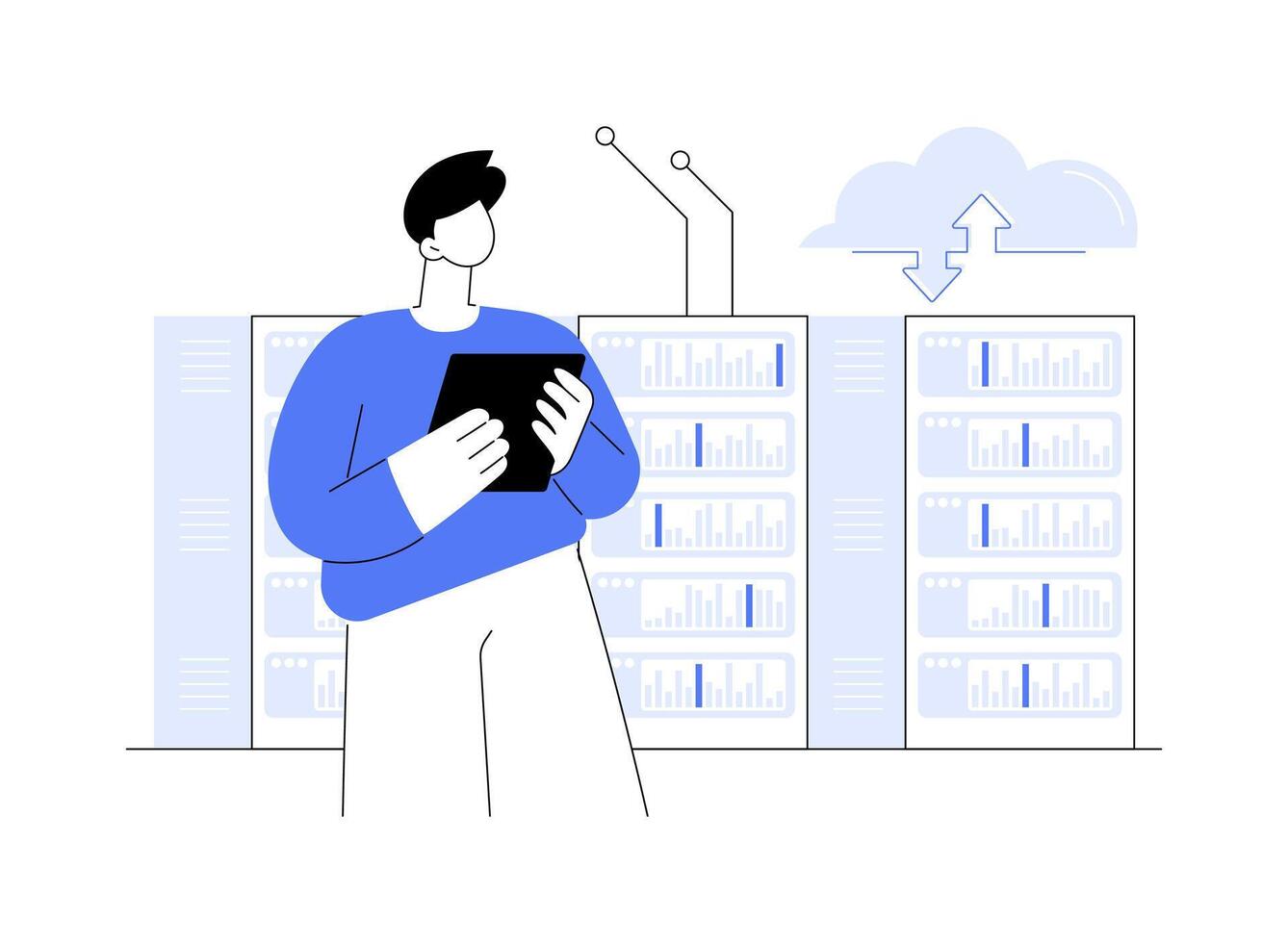 Datacenter storage systems abstract concept illustration. vector