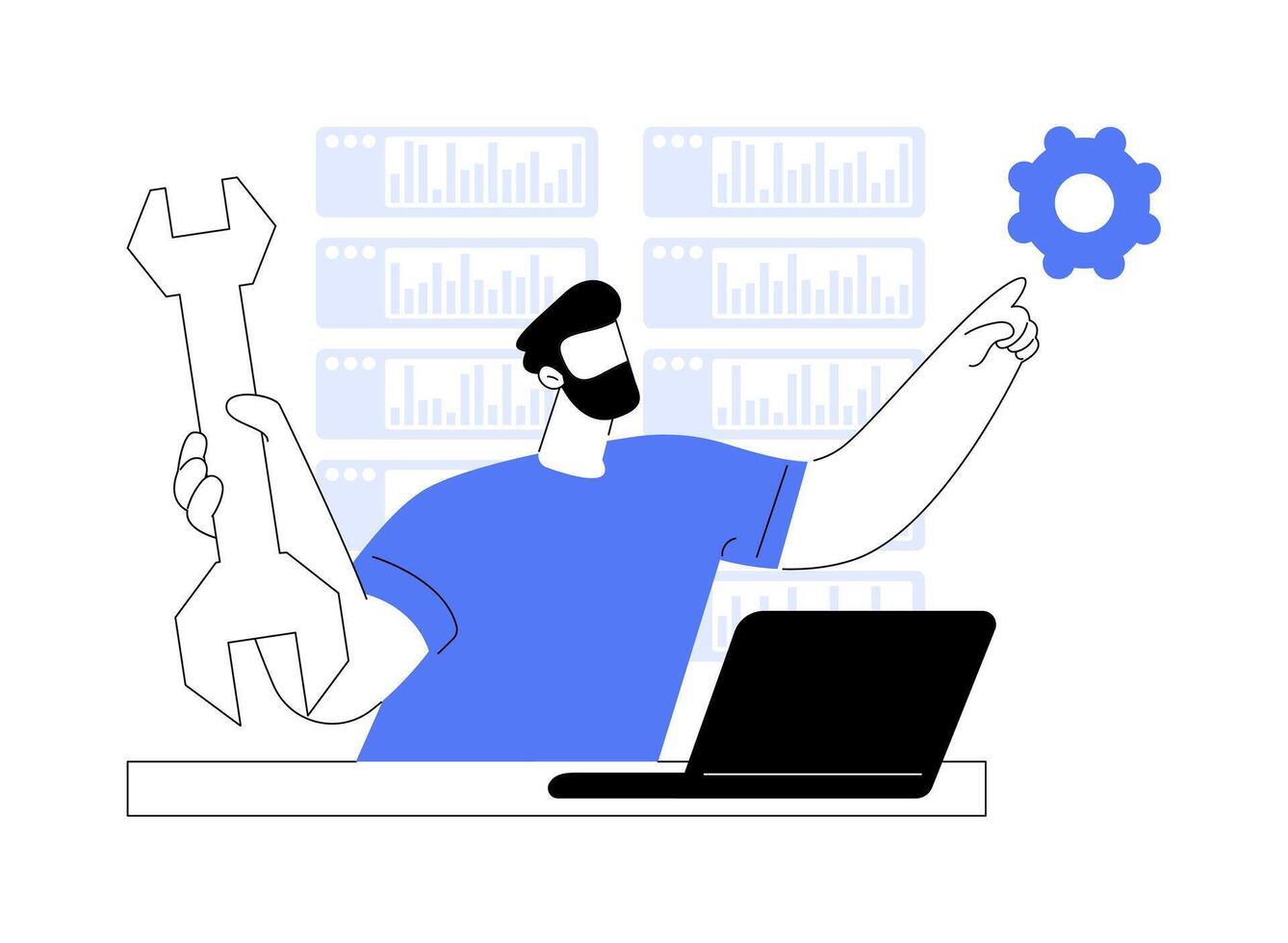 Troubleshooting computer software abstract concept illustration. vector