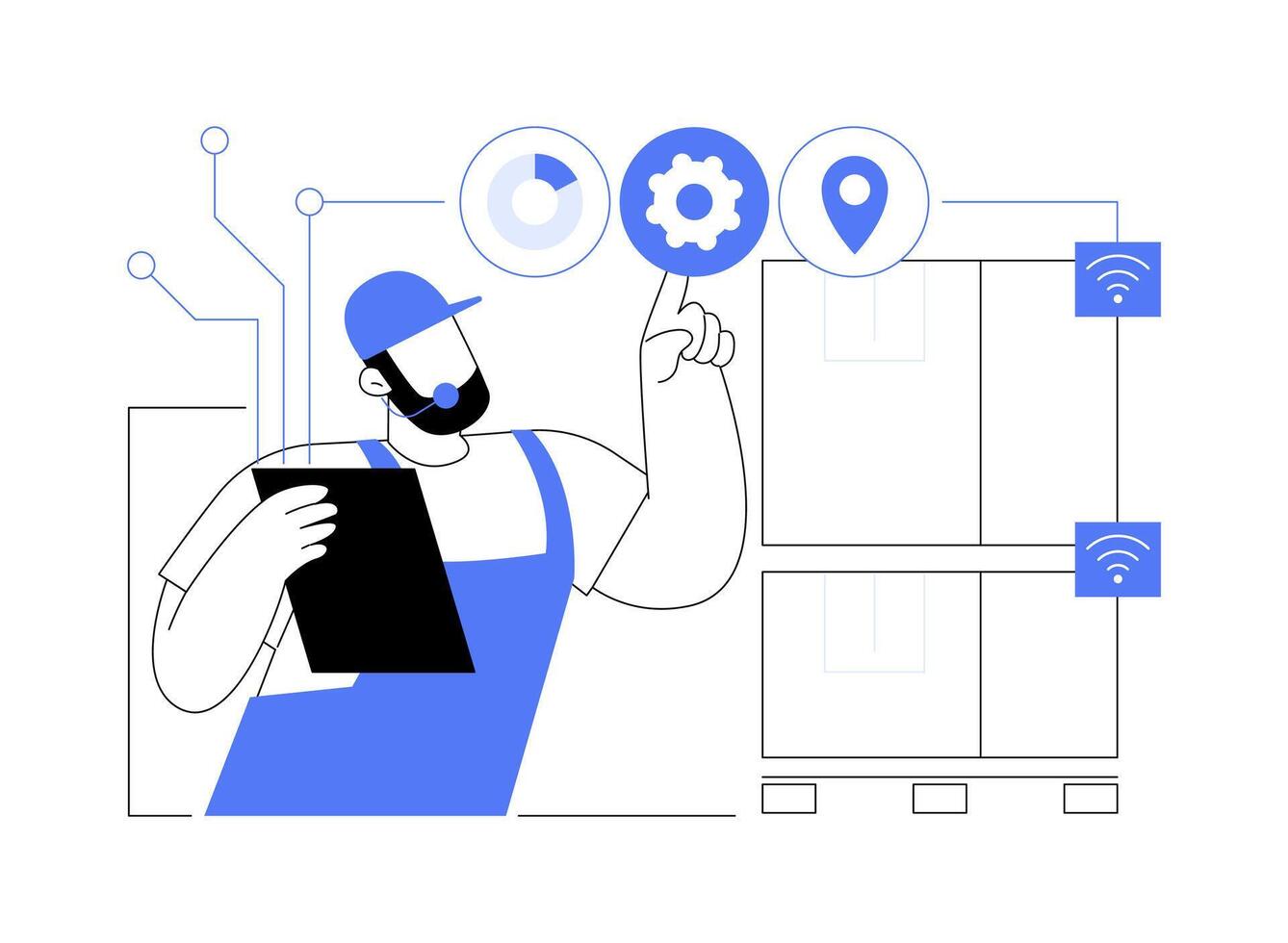 IoT in warehousing abstract concept illustration. vector