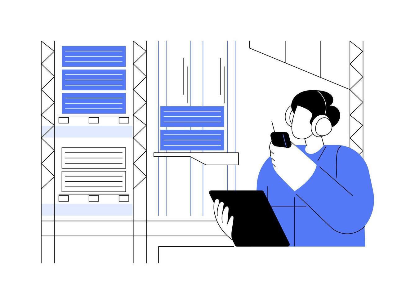 Automated storage and retrieval system abstract concept illustration. vector