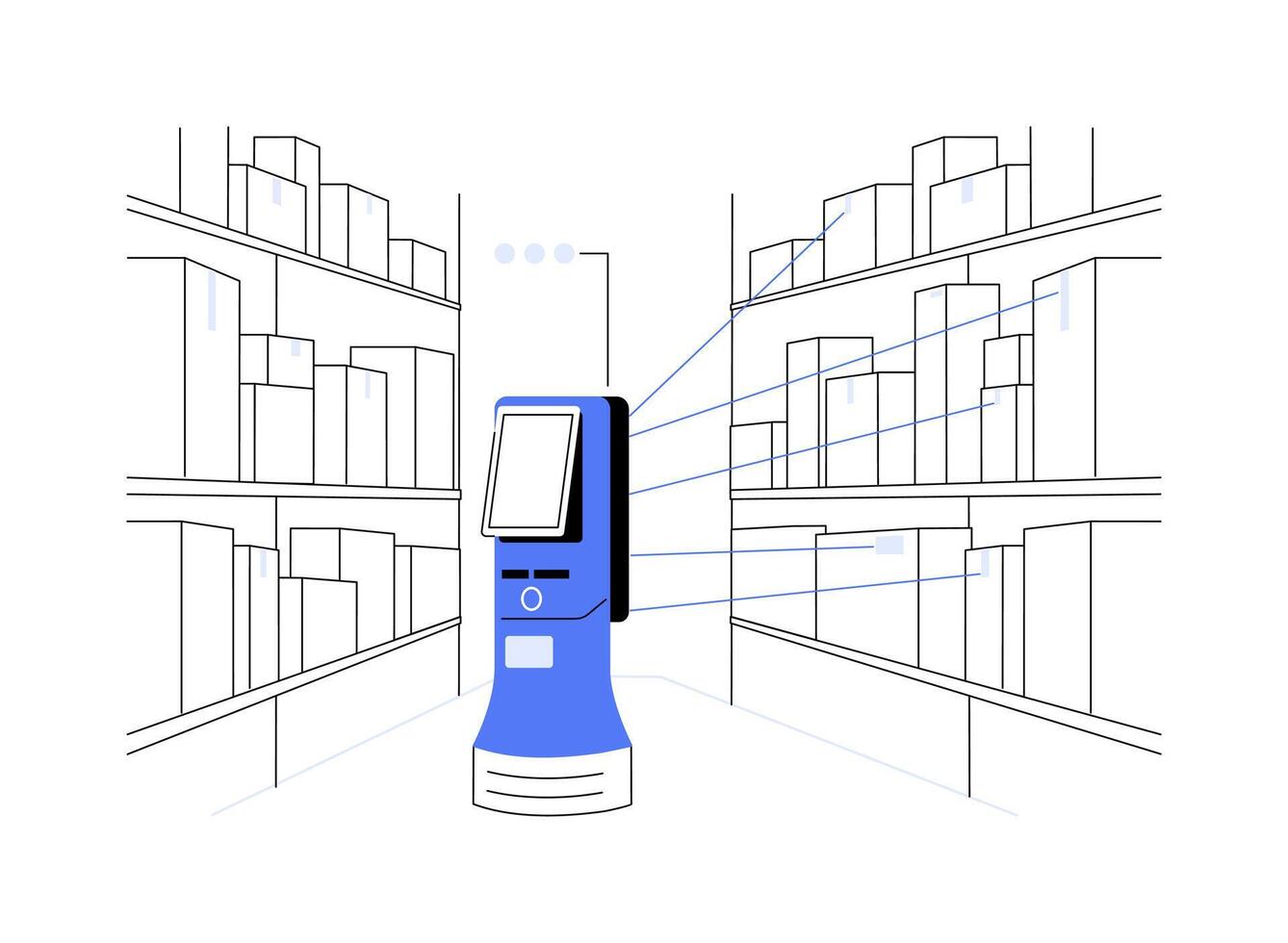Inventory robots abstract concept illustration. vector