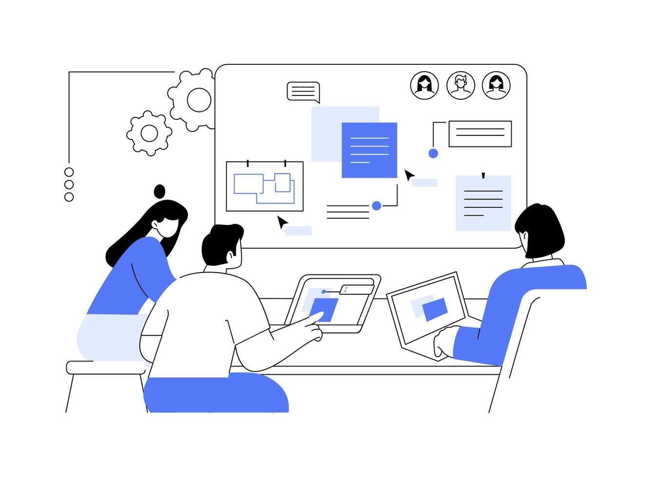 Online whiteboard abstract concept illustration. vector