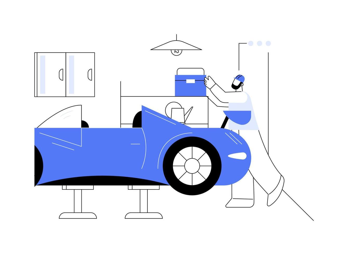 Car tuning garage abstract concept illustration. vector