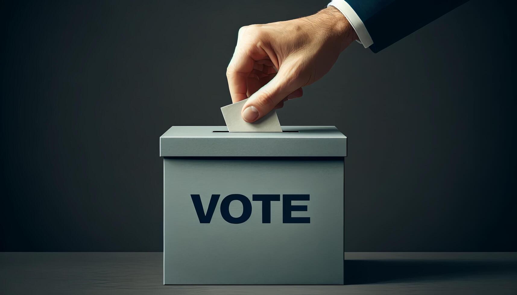hand placing a ballot into a ballot box photo