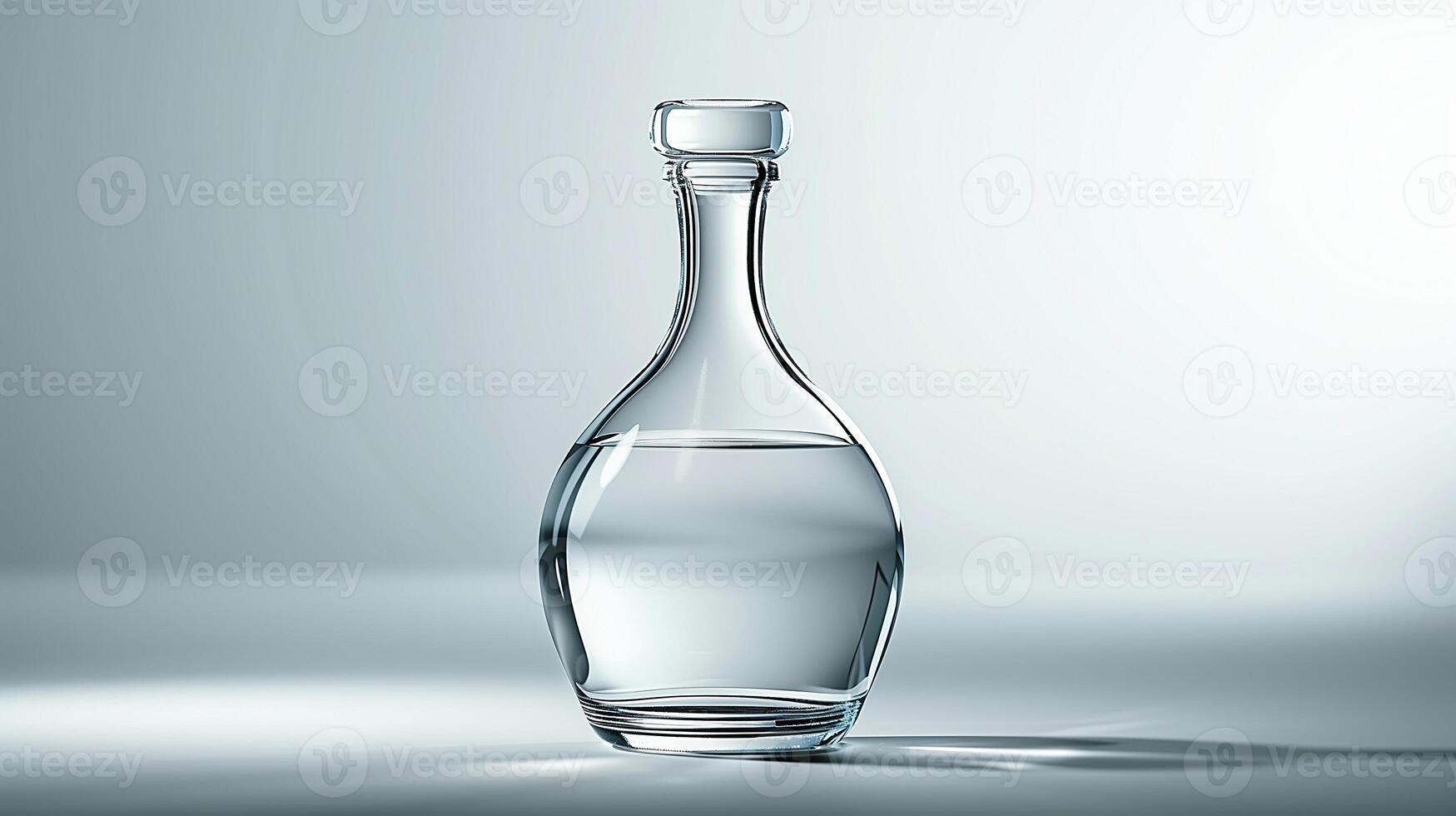 luxury glass vodka bottle without graphics on white background. AI Generate photo