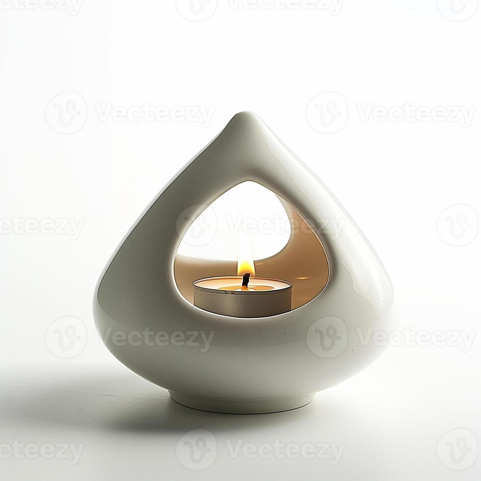 Modern style ceramic diffutholder with opening hole for candle. photo