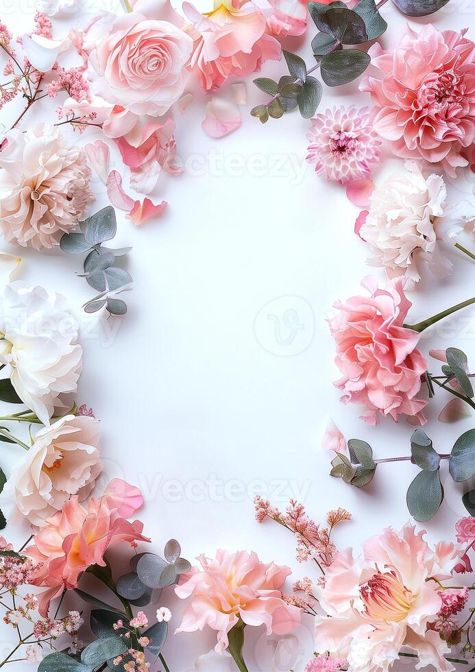 Simple wedding theme frame translucent center. Generate AI photo