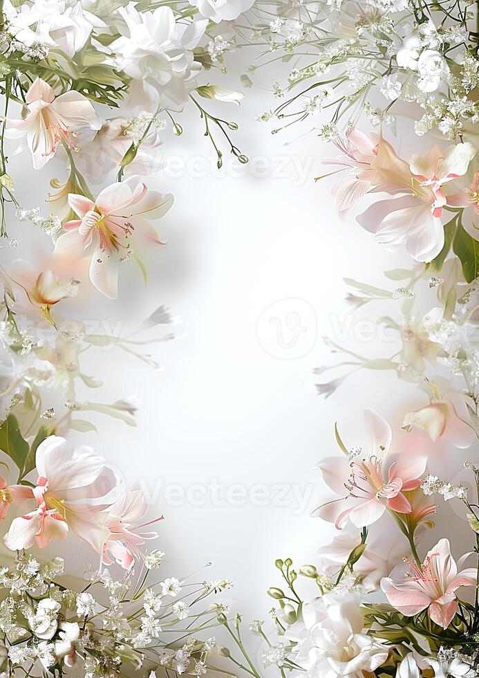 Simple wedding theme frame translucent center. Generate AI photo