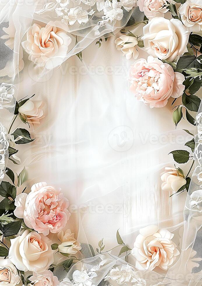 Simple wedding theme frame translucent center. Generate AI photo