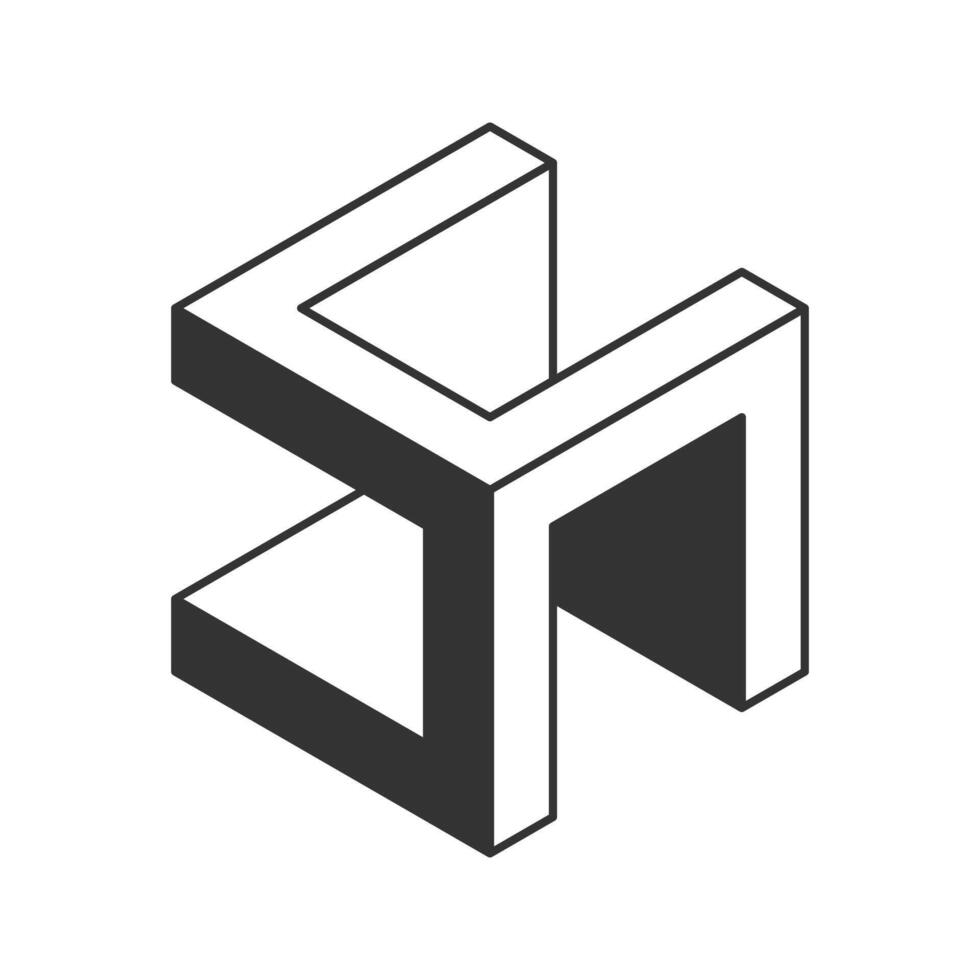 Cube logo, geometric design. Black and white Box logotype company, trendy techno emblem in isometric 3D style. vector