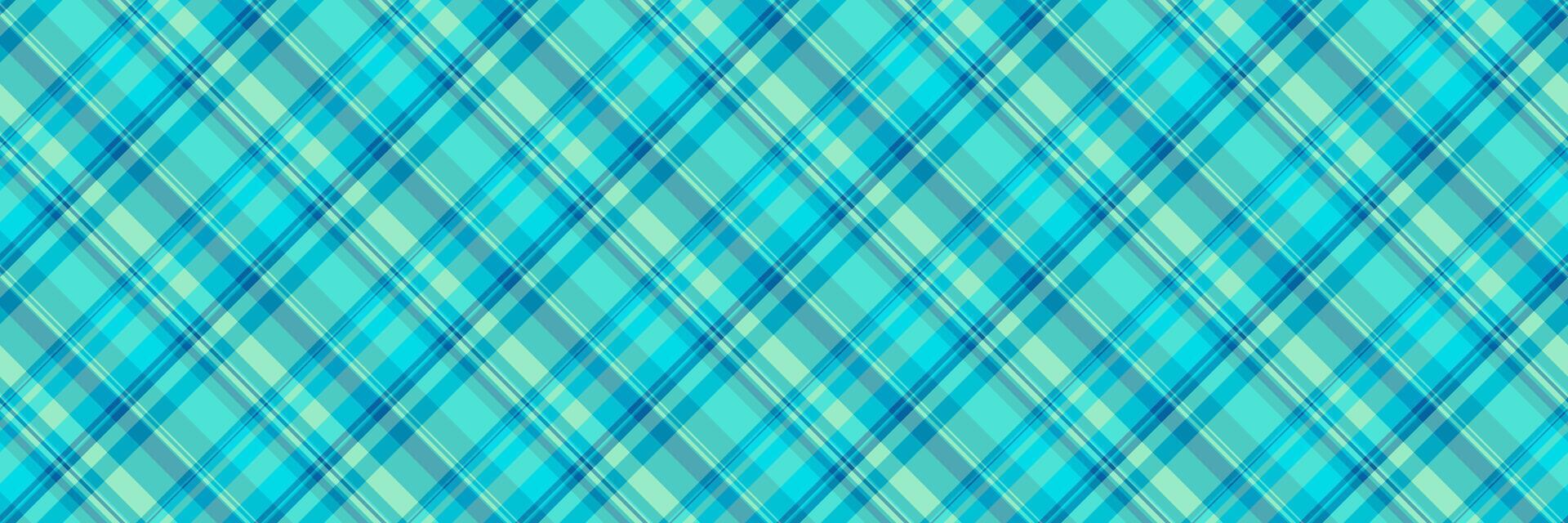 Perfect fabric textile tartan, skill plaid texture. Dining check background pattern seamless in cyan and teal colors. vector