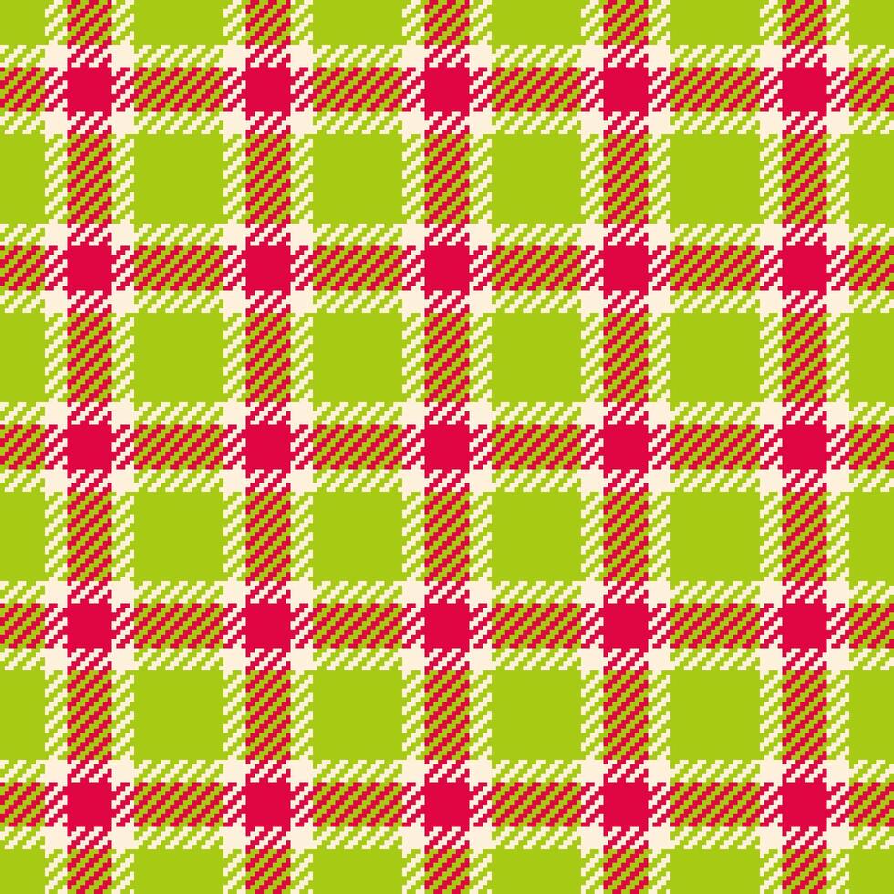 Crossed background check , pixel pattern tartan seamless. Menswear textile fabric texture plaid in lime and light colors. vector