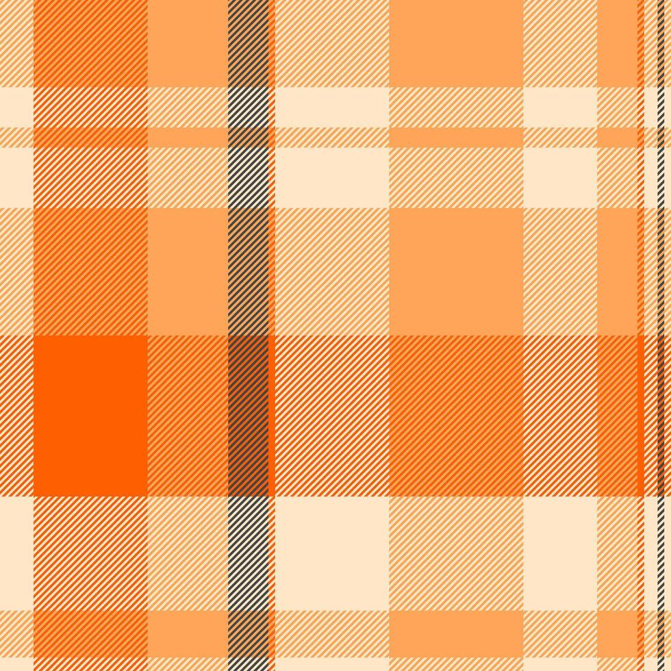 1960s seamless plaid texture, quiet check background. Sexy tartan textile pattern fabric in orange and bisque colors. vector