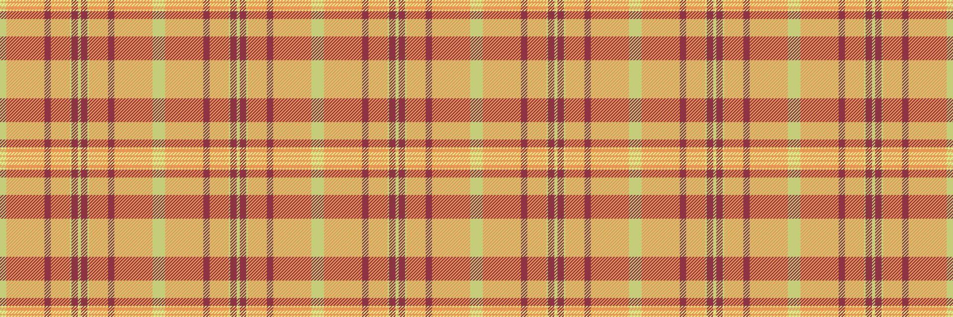 List tartan seamless check, random background plaid. Linear texture fabric pattern textile in orange and lime colors. vector