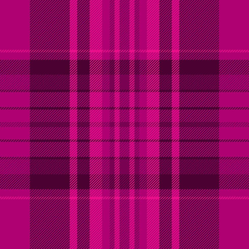 Screen fabric pattern tartan, printout check seamless background. Clan plaid texture textile in pink and dark colors. vector