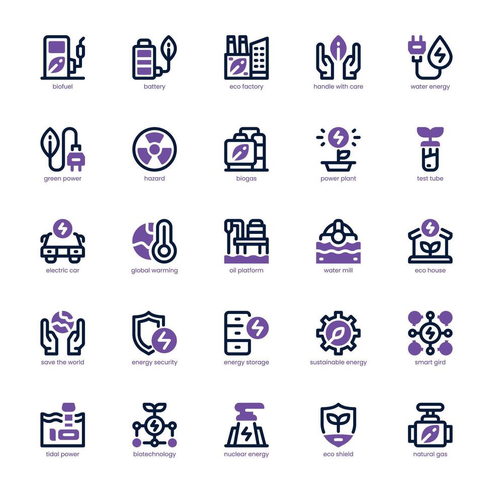 Renewable Energy icon pack for your website, mobile, presentation, and logo design. Renewable Energy icon dual tone design. graphics illustration and editable stroke. vector