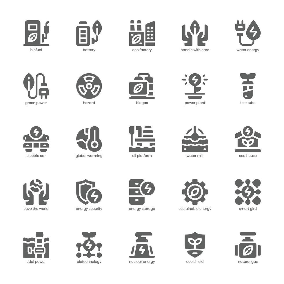 Renewable Energy icon pack for your website, mobile, presentation, and logo design. Renewable Energy icon glyph design. graphics illustration and editable stroke. vector