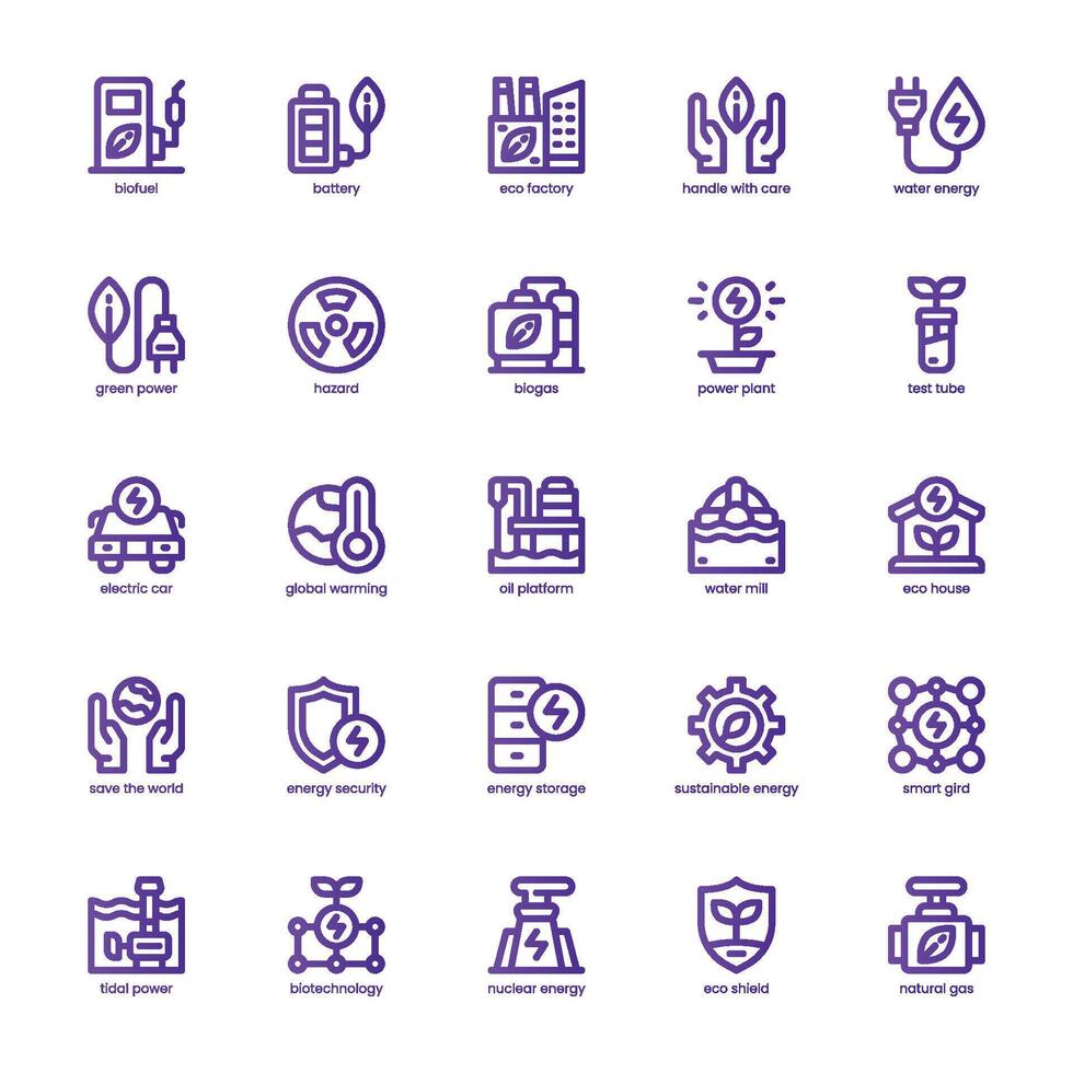 Renewable Energy icon pack for your website, mobile, presentation, and logo design. Renewable Energy icon basic line gradient design. graphics illustration and editable stroke. vector