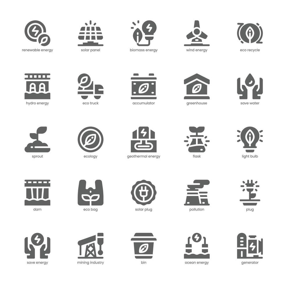 Renewable Energy icon pack for your website, mobile, presentation, and logo design. Renewable Energy icon glyph design. graphics illustration and editable stroke. vector