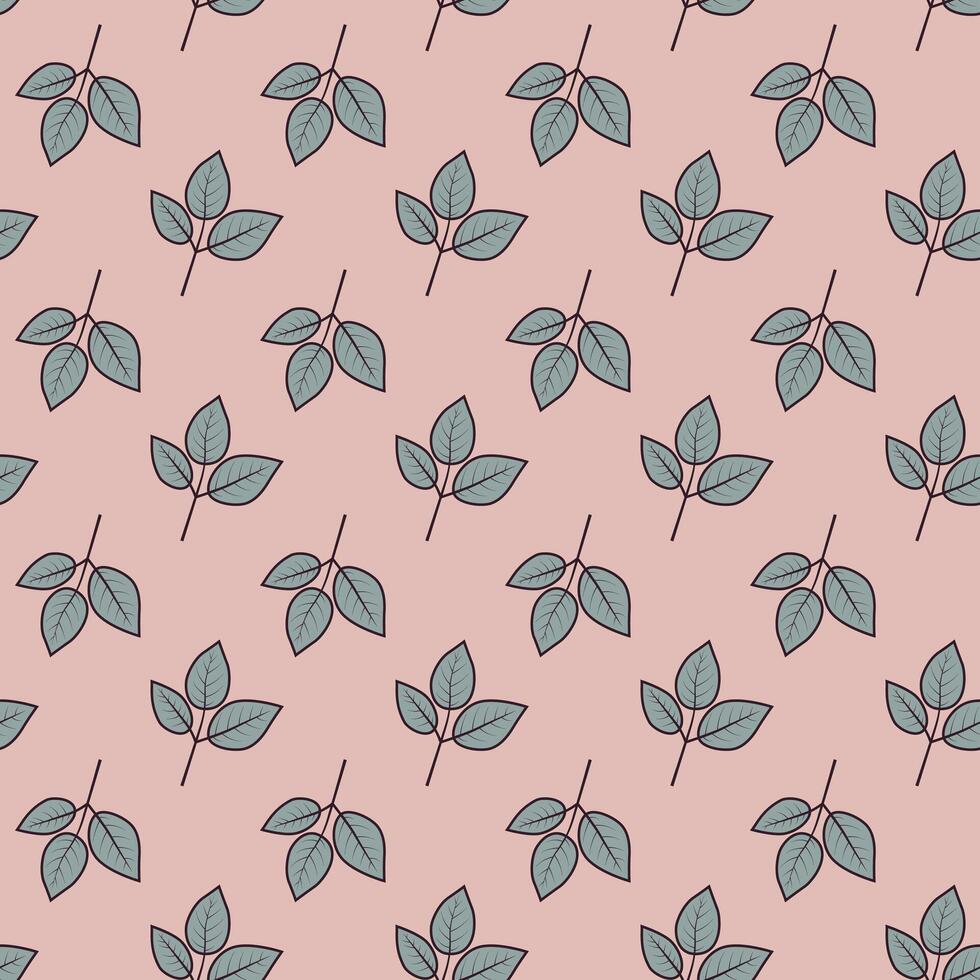 Hand drawn floral pattern design. Simple ornament with plant and leaf. vector