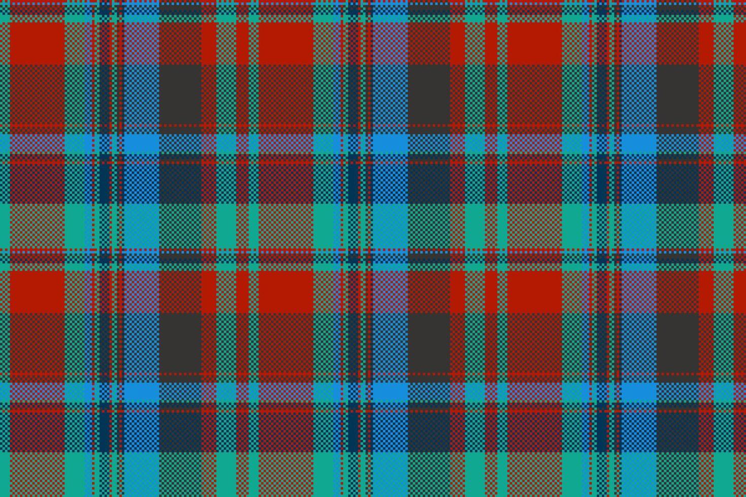 France textile tartan fabric, selection plaid check. Bandana seamless texture pattern background in cyan and red colors. vector