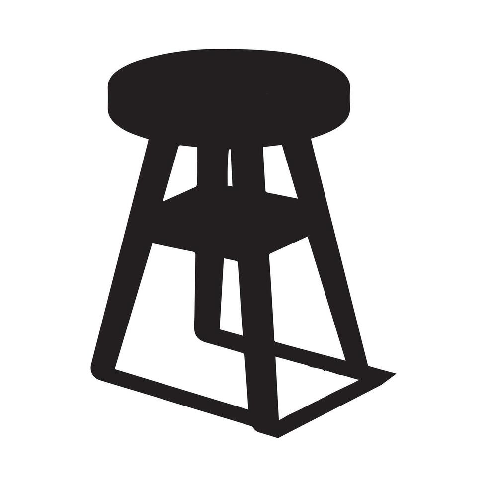 three-legged set of flat stools. Three-legged stool with vibrant colors isolated on a white background. Stool icon or set of design components. vector