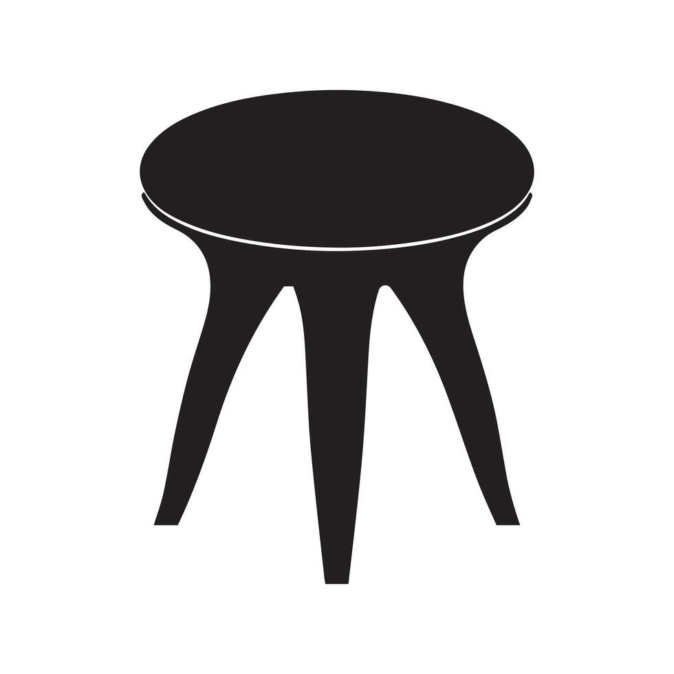 three-legged set of flat stools. Three-legged stool with vibrant colors isolated on a white background. Stool icon or set of design components. vector