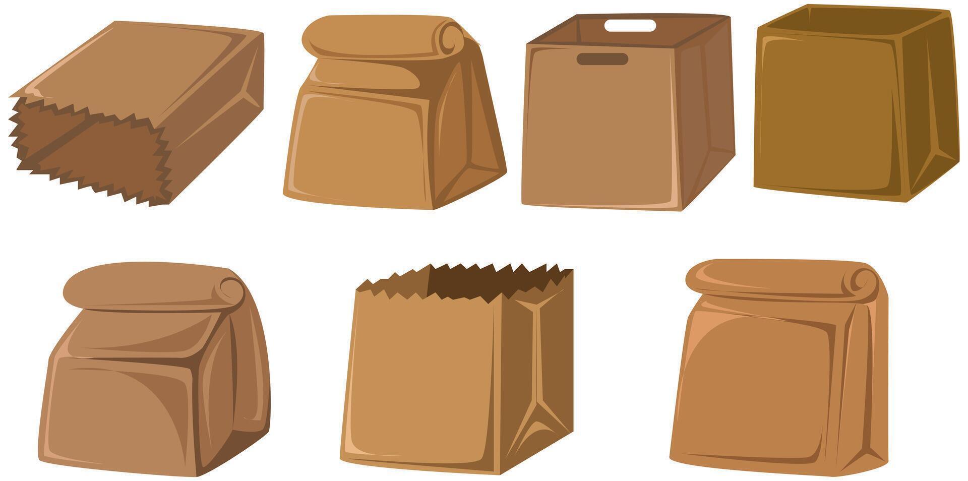 Collection of Various Paper Bag Illustrations vector