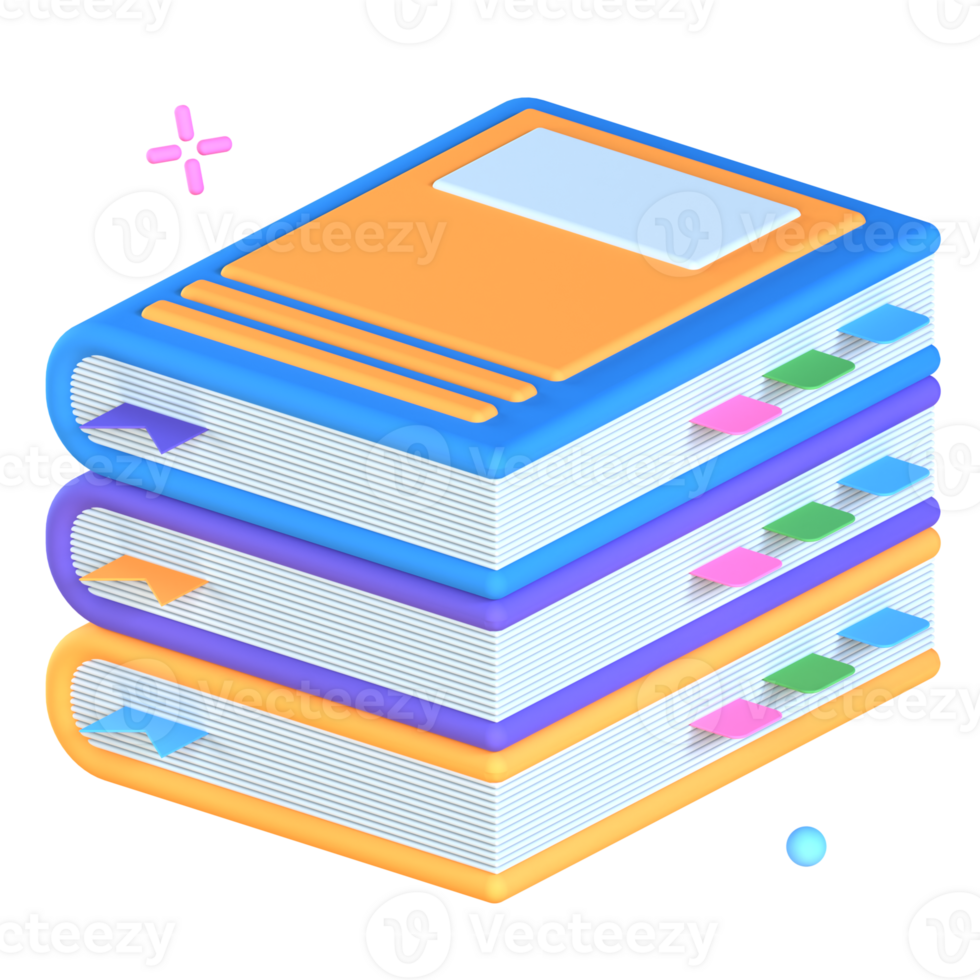 3D Illustration book pile png