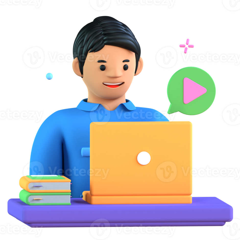 3D Illustration watching visual learning png