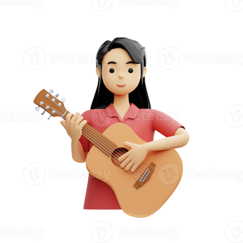 3D Illustration musician female png
