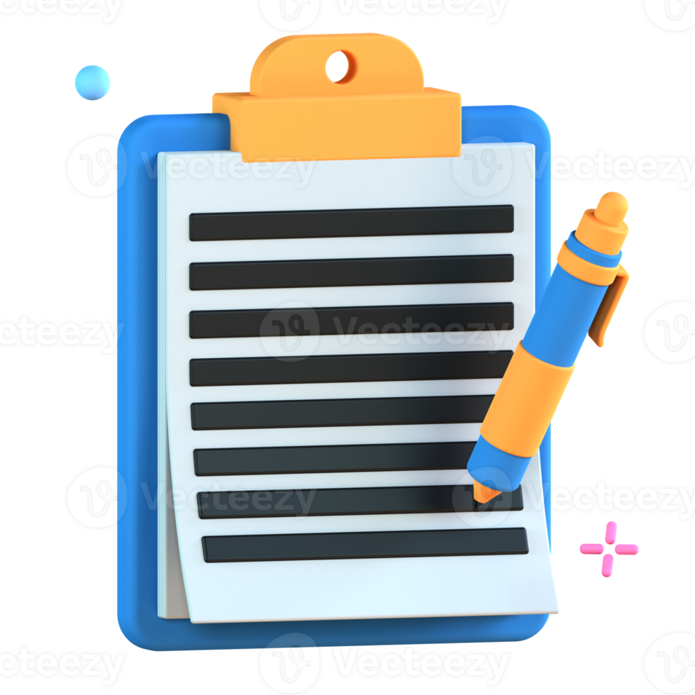 3D Illustration taking notes png