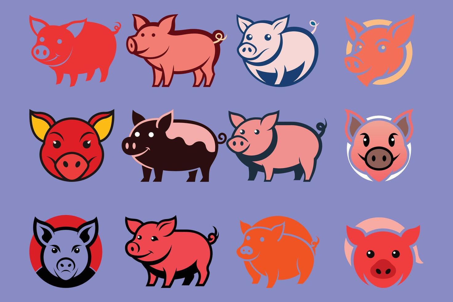 Cut pig logo illustration vector