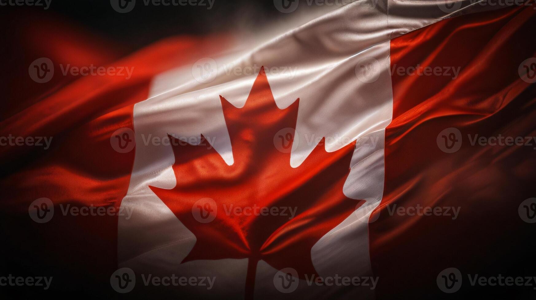 Beautiful Canadian flag flying in the outdoor. Canadian flag waving on the wind, unfiltered and natural lighting, good for multimedia online content photo
