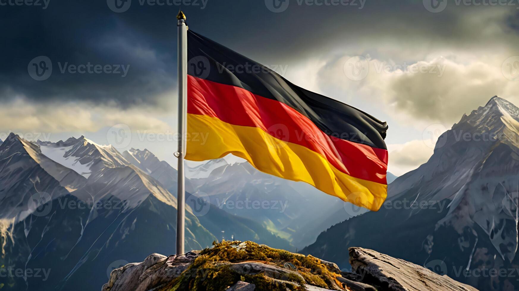 Beautiful waving German Flag in the Wind, Germany national flag waving in, good for multimedia content photo