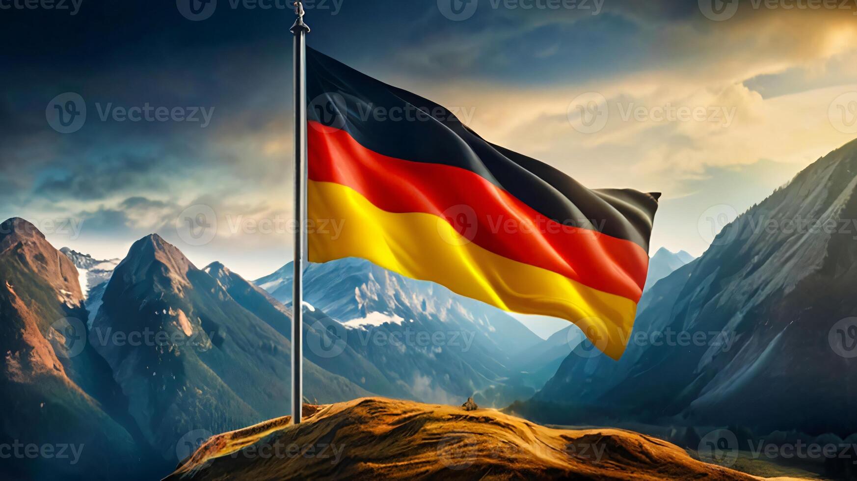 Beautiful waving German Flag in the Wind, Germany national flag waving in, good for multimedia content photo