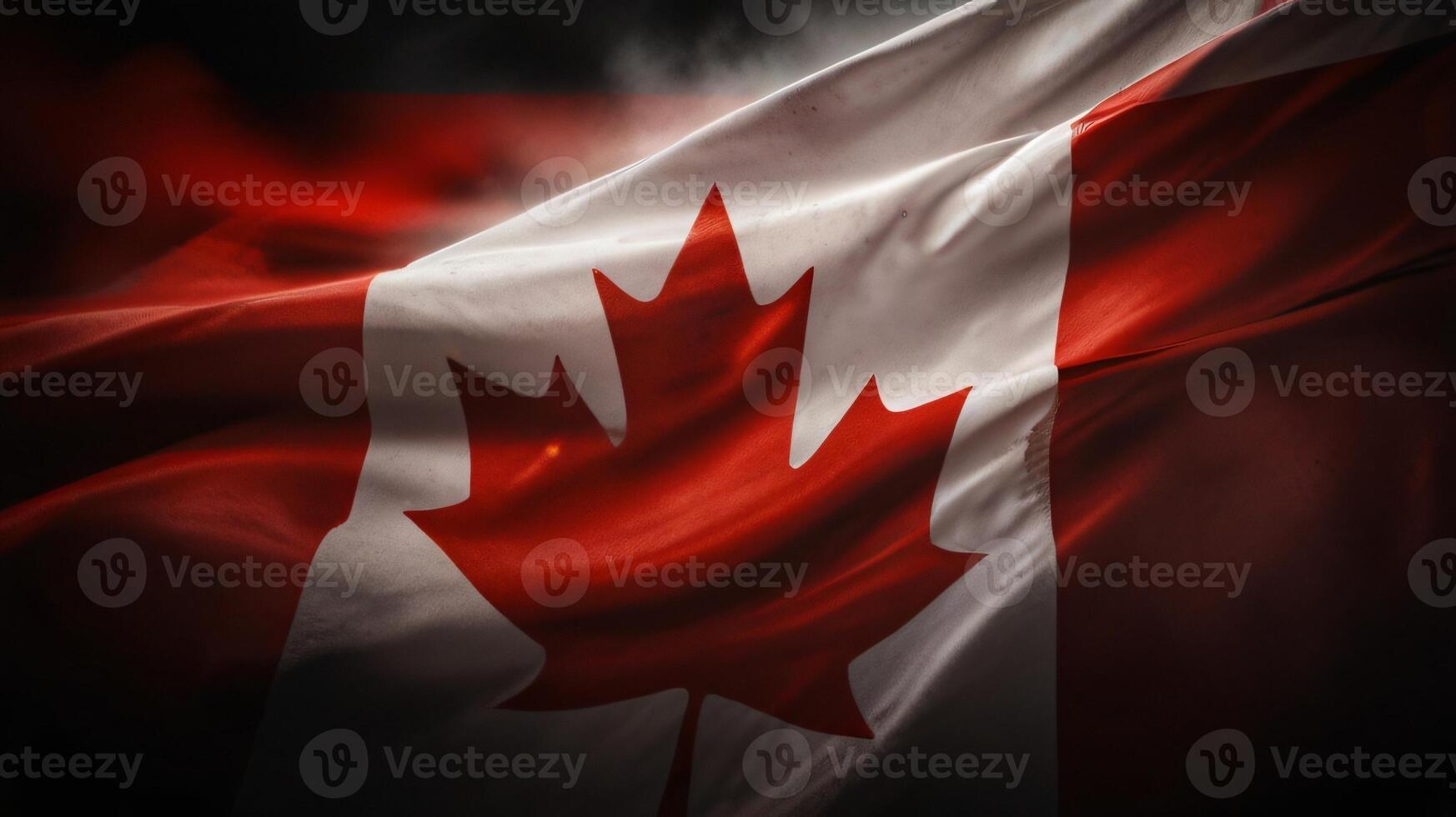 Beautiful Canadian flag flying in the outdoor. Canadian flag waving on the wind, unfiltered and natural lighting, good for multimedia online content photo