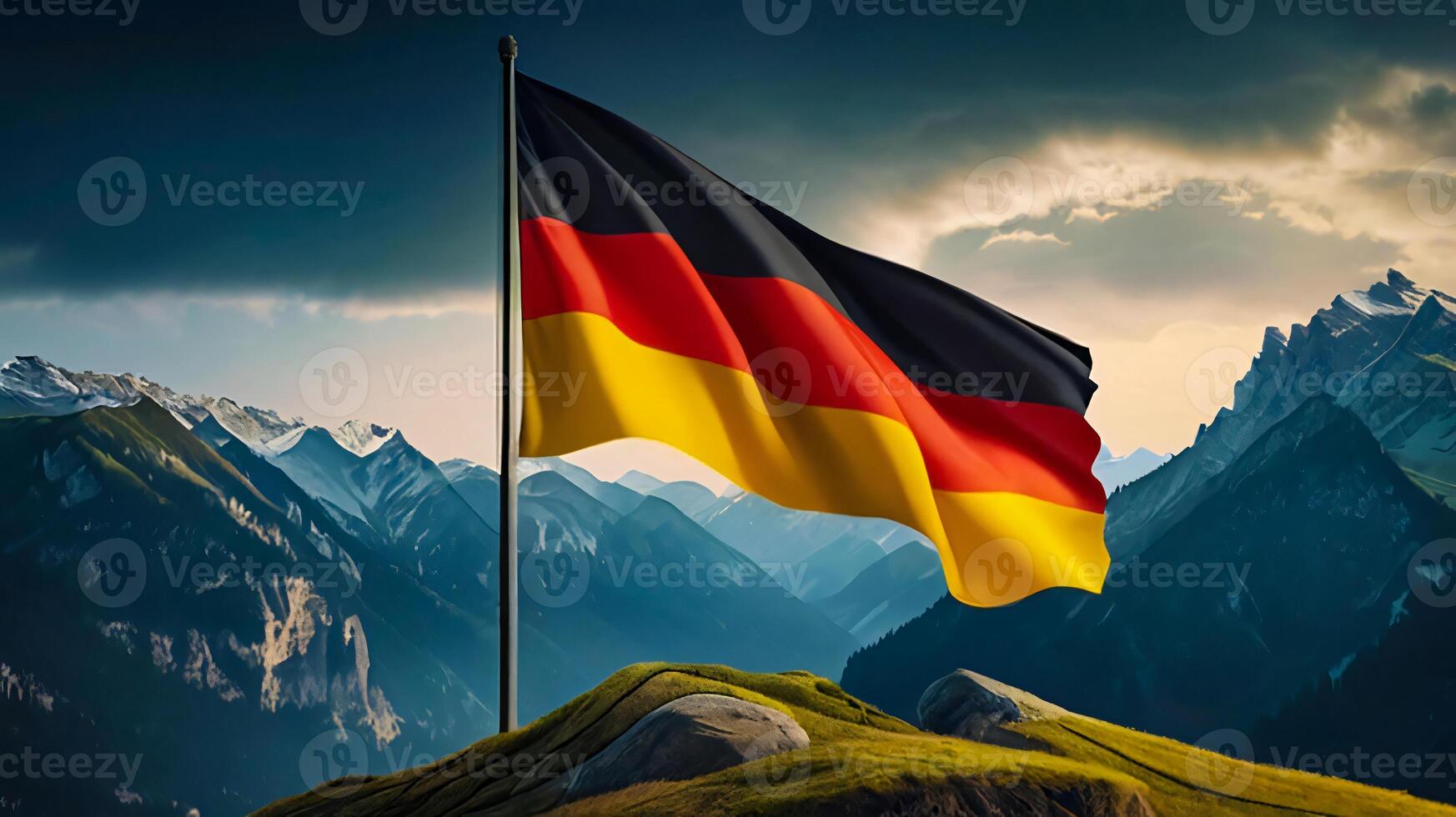 Beautiful waving German Flag in the Wind, Germany national flag waving in, good for multimedia content photo