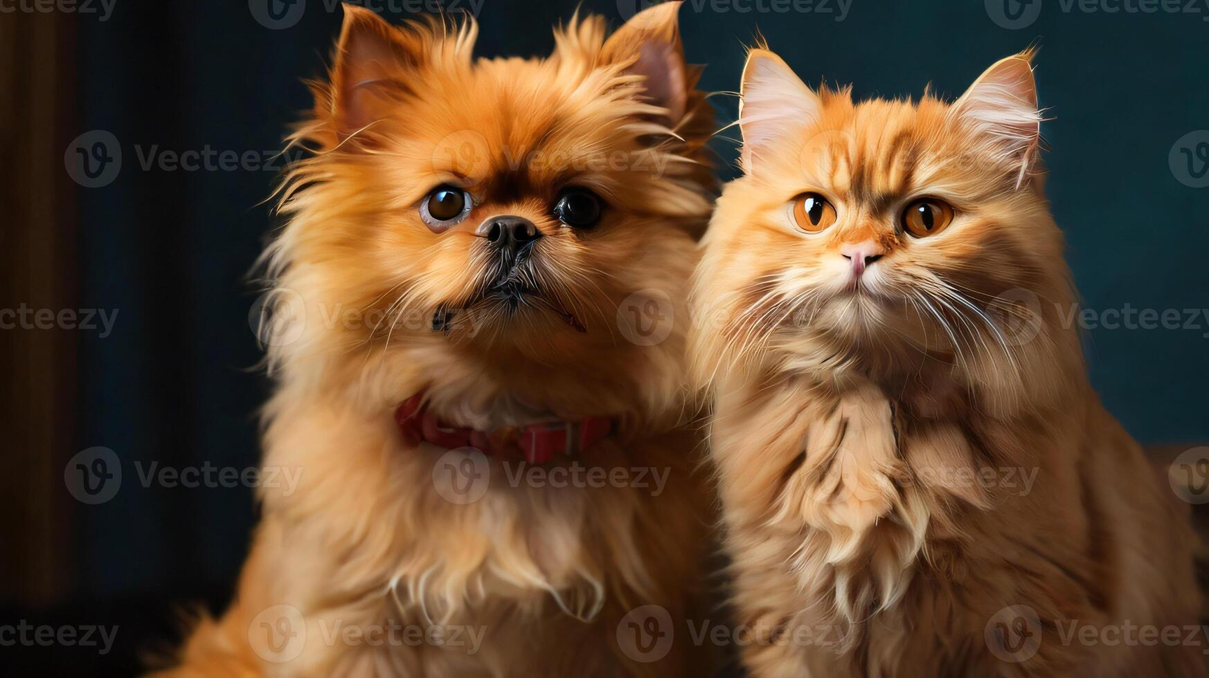 cute cat and dog get along together and posing for the camera very nice for multimedia content photo