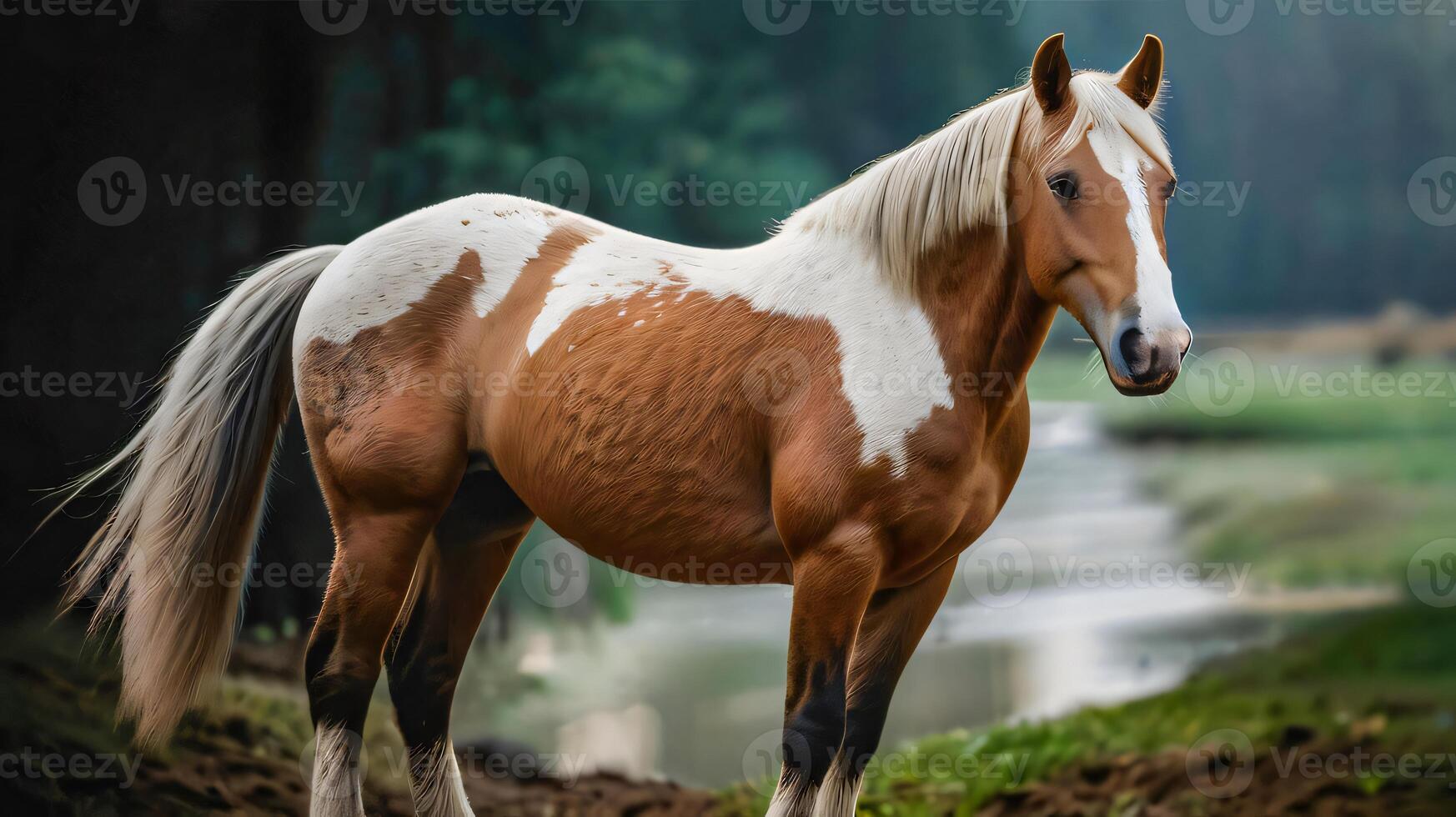 Majestic horse posing for the camera, good for multimedia content photo