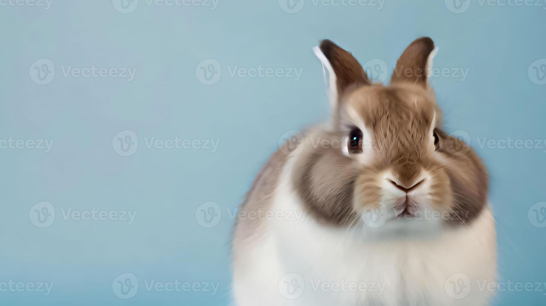 Healthy lovely cute bunny easter rabbit on light background, Cute fluffy rabbit on light background Animal symbol of easter day festival, Happy easter rabbit, for multimedia content photo