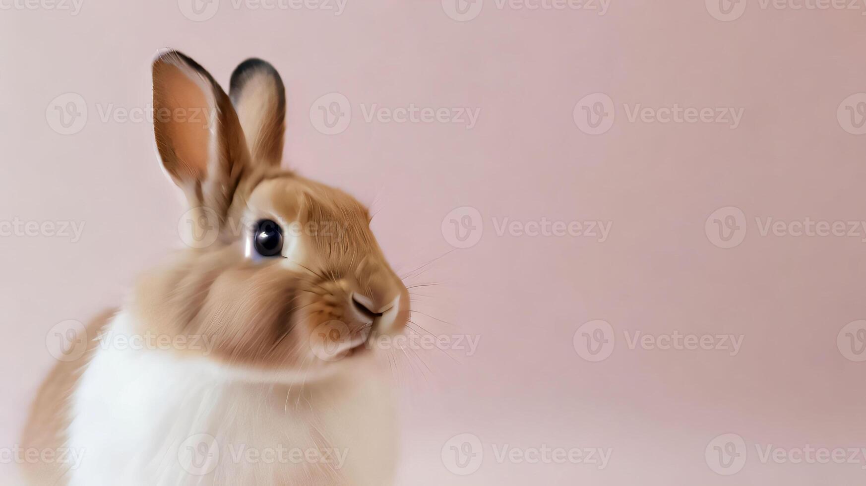 Healthy lovely cute bunny easter rabbit on light background, Cute fluffy rabbit on light background Animal symbol of easter day festival, Happy easter rabbit, for multimedia content photo