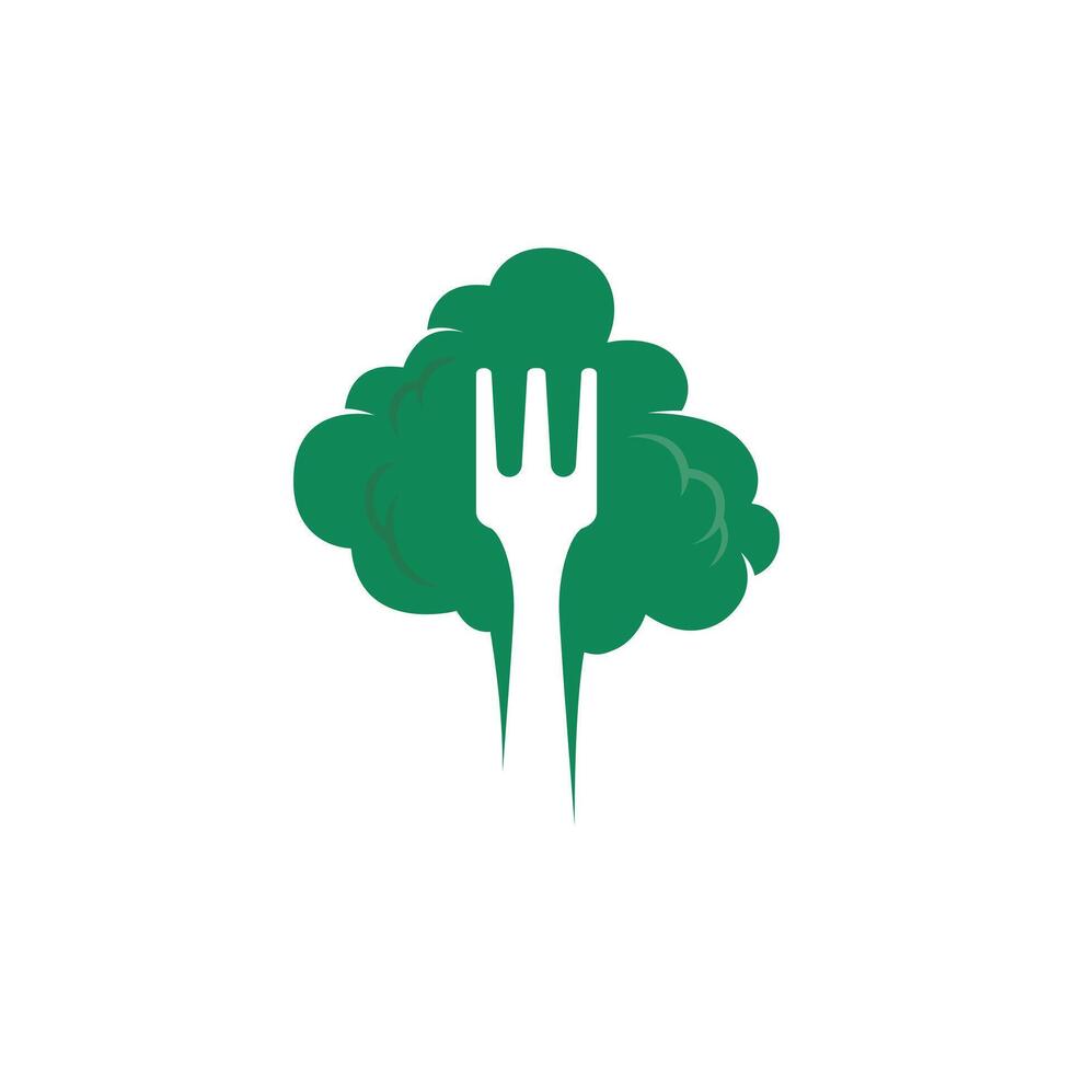 Food Logo with Fork and Leaf or vegerables vector