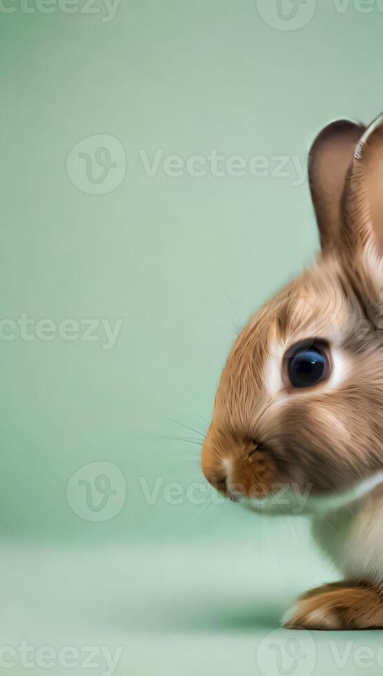 Healthy lovely cute bunny easter rabbit on light background, Cute fluffy rabbit on light background Animal symbol of easter day festival, Happy easter rabbit, for multimedia content photo